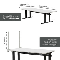 Electric Height-Adjustable Workbenches with Side Panel Kit (2400x900mm)
