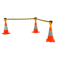 Cone Top 10m Retractable Barrier - Black/Yellow