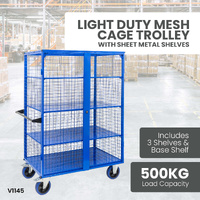 Light Duty Mesh Cage Trolley (With Steel Shelves)