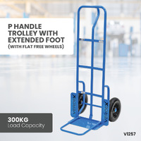 ‘P’ Handle Trolley with extended Foot (Flat free wheels)
