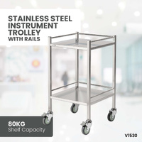 Single Stainless Steel Instrument Trolley (with Rails & No Drawer)