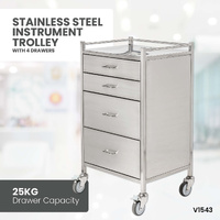 Stainless Steel Instrument Trolley (with 4 Half Drawers)