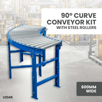 90 Deg Curve Conveyor Kit with Steel Rollers - 600mm wide
