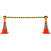 Cone Top 10m Retractable Barrier - Black/Yellow