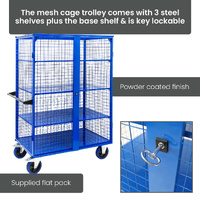 Light Duty Mesh Cage Trolley (With Steel Shelves)