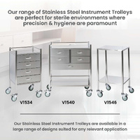 Single Stainless Steel Instrument Trolley (with 4 Drawers)