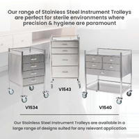 Stainless Steel Instrument Trolley (with 4 Half Drawers)