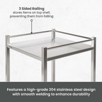 Single Stainless Steel Instrument Trolley (with Rails & No Drawer)