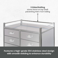 Stainless Steel Instrument Trolley (with 4 Half Drawers & 1 Full Drawer)
