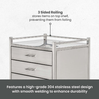 Stainless Steel Instrument Trolley (with 4 Half Drawers)