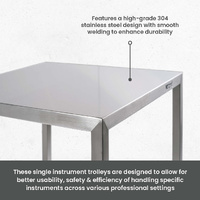 Single Stainless Steel Instrument Trolley (No rail on top)