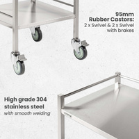 Single Stainless Steel Instrument Trolley (with Rails & No Drawer)