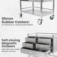Stainless Steel Instrument Trolley (with 4 Half Drawers & 1 Full Drawer)