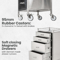 Stainless Steel Instrument Trolley (with 4 Half Drawers)