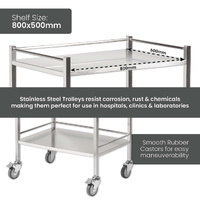 Double Stainless Steel Instrument Trolley (with Rails & No Drawer)