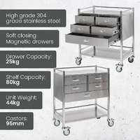 Stainless Steel Instrument Trolley (with 4 Half Drawers & 1 Full Drawer)