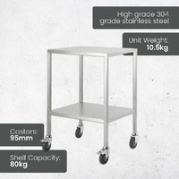 Single Stainless Steel Instrument Trolley (No rail on top)