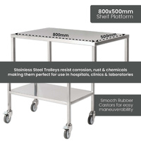 Single Stainless Steel Instrument Trolley (No rail on top)