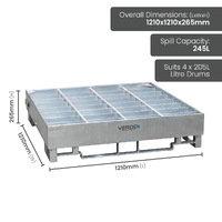 Galvanised Rackable Bunded Pallet - 4 Drum