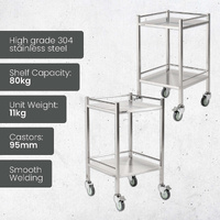 Single Stainless Steel Instrument Trolley (with Rails & No Drawer)