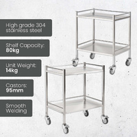 Double Stainless Steel Instrument Trolley (with Rails & No Drawer)