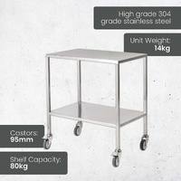 Single Stainless Steel Instrument Trolley (No rail on top)