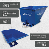 Forklift Rollover Tipping Bin - 1100L (with Release Mechanism)
