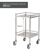 Single Stainless Steel Instrument Trolley (with Rails & No Drawer)
