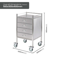 Single Stainless Steel Instrument Trolley (with 4 Drawers)
