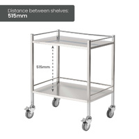 Double Stainless Steel Instrument Trolley (with Rails & No Drawer)