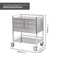 Stainless Steel Instrument Trolley (with 4 Half Drawers & 1 Full Drawer)