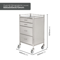 Stainless Steel Instrument Trolley (with 4 Half Drawers)