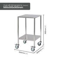 Single Stainless Steel Instrument Trolley (No rail on top)