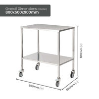 Single Stainless Steel Instrument Trolley (No rail on top)