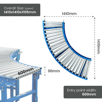 90 Deg Curve Conveyor Kit with Steel Rollers - 600mm wide