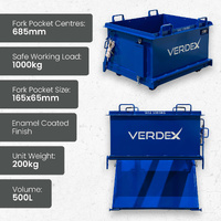 500L Drop Bottom Bin (Solid Sides)