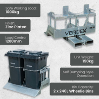 Double Wheelie Bin Tipper Forklift Attachment