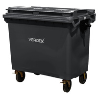 Large Plastic Wheelie Bin  -  Flat Lid 660L (Grey)