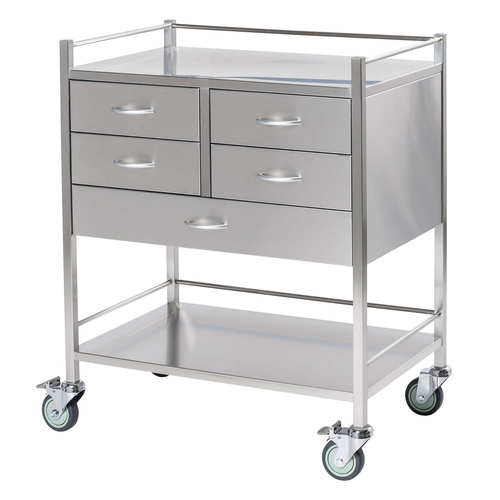 Stainless Steel Instrument Trolley (with 4 Half Drawers & 1 Full Drawer)