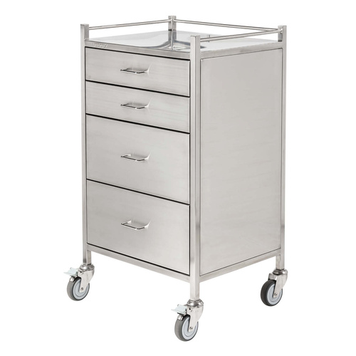 Stainless Steel Instrument Trolley (with 4 Half Drawers)